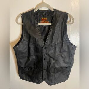 Vintage Hot Leathers Men's Motorcycle Black Black Leather Vest Size 44